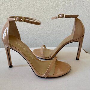 Stuart Weitzman Nudistsong Sandals Adobe Patent (size 5.5 w)